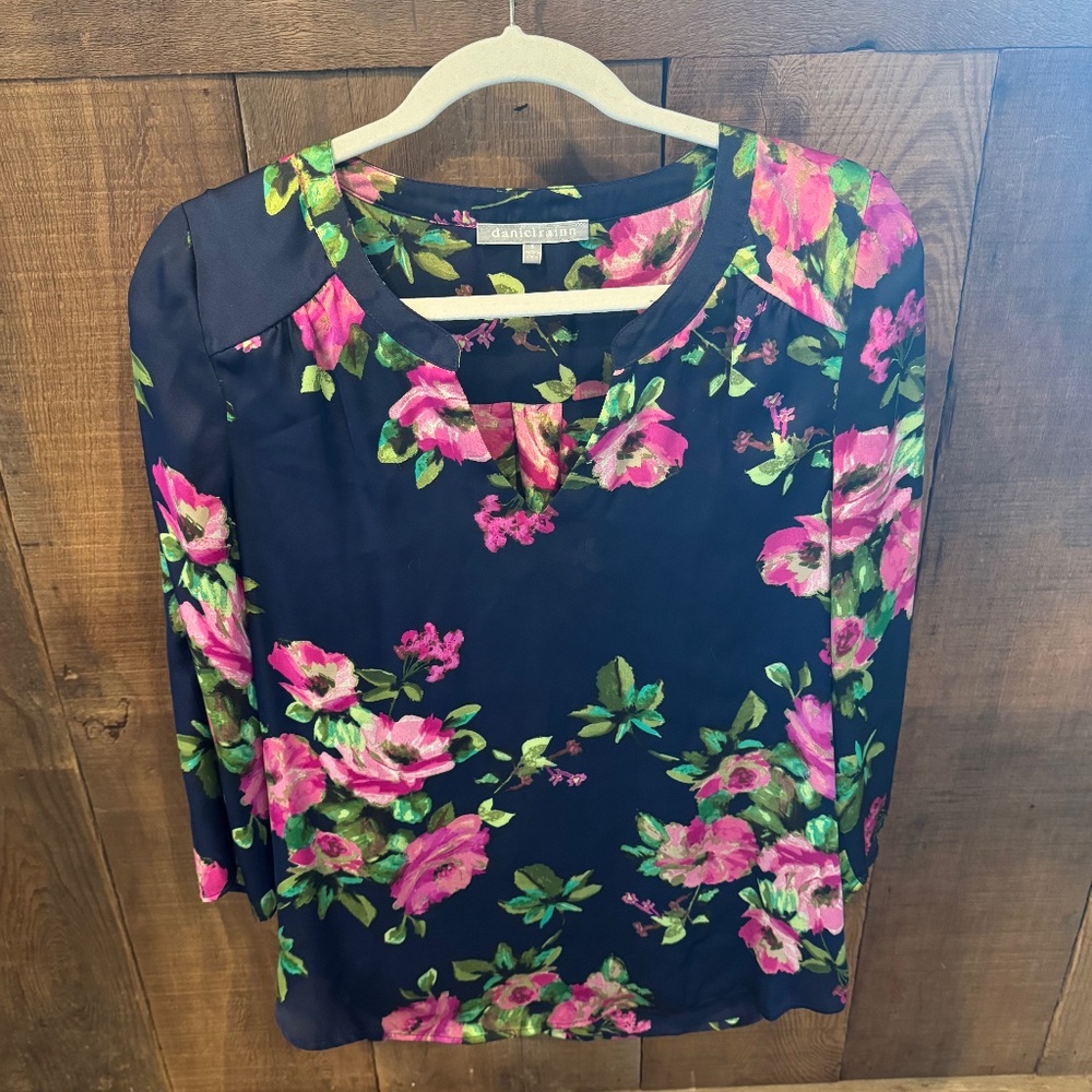 Lovely Rose Floral Satin Blouse great for work and afterwork drinks